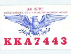 Pre-1980 RADIO CARD - Middleborough - Near Taunton & Brockton MA AH1702