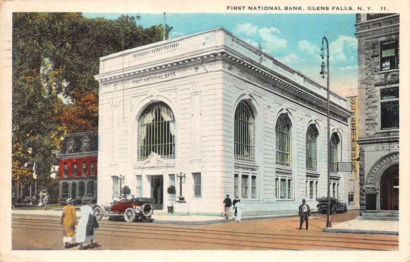 Glen Falls New York First National Bank White Border Vintage Postcard U4719