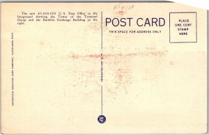 Cleveland Ohio, New U.S. Post Office, Terminal Tower Building, Vintage Postcard