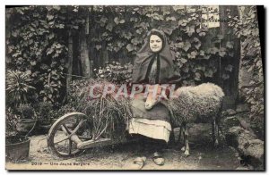 Old Postcard A young shepherdess Mouton TOP