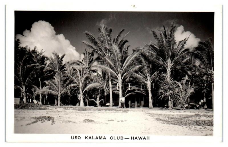 RPPC WWII-Era USO Kalama Club, Hawaii Real Photo Postcard *5D