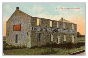 Pawnee Kansas First Capitol Of Kansas Postcard c1914 Postmark
