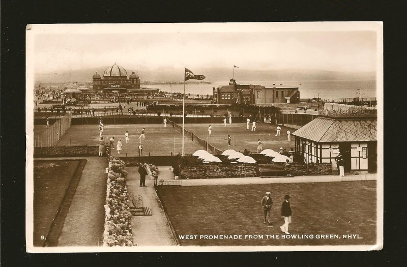 Postmarked 1948 Rhyl Flintshire West Promenade Bowling Green Rhyl Photo Postcard