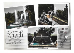 Italy Tivoli Villa D'Este Garden Fountains Alterocca Multiview RPPC Post...