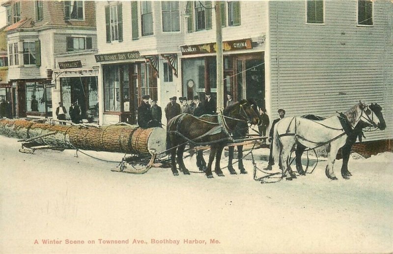 ME, Boothbay Harbor, Maine, Townsend Avenue, Winter Scene, G.W. Morris