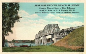 Vintage Postcard Abraham Lincoln Memorial Bridge Cross Way At Blair Nebraska NB