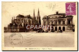 Old Postcard Cholet Englise and Theater