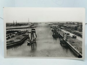 Sailing Ships in the Port of Dunkerque France Vintage Real Photo Postcard