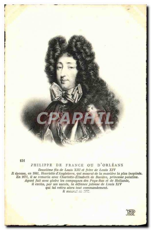 Old Postcard Philip of France or & # 39Orleans Son of Louis XIII and Louis XI...