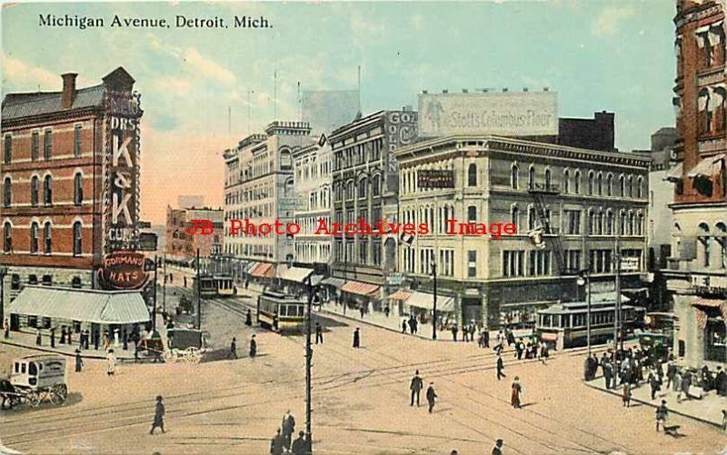 MI, Detroit, Michigan, Michigan Avenue, Gorman Hats, Trolley, Teich No R27317 