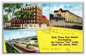 Vintage 1930's Advertising Postcard Hotel Ojibway Hotel Park Sault Ste. Marie MI