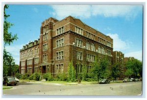 c1950's The American School Building Cars Chicago Illinois IL Vintage Postcard