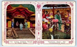 Buddhist Temple NIKKO Chrysanthemum Show Yokohama JAPAN Postcard