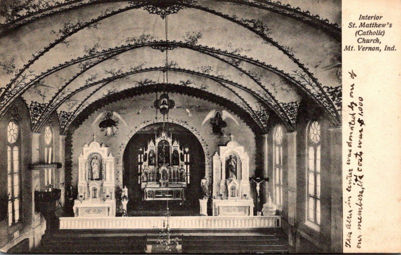 Indiana Mt Vernon St Matthew's Catholic Church Interior View 1908