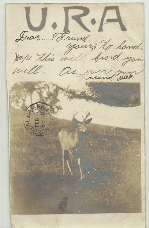 rppc - CANADA - MONTREAL -  U.R.A. - FRATERNAL ORGANIZATION ? - 1908