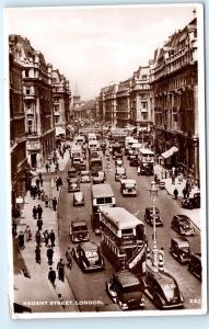 *1950s Regent Street View Classic Cars Bus London UK  Vintage Photo Postcard C86