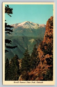 Beautiful View of World Famous Pikes Peak in Colorado Vintage Postcard 0832