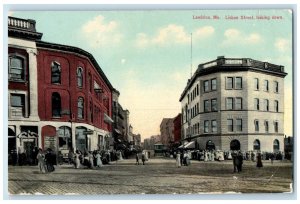 c1910 Lisbon Street Looking Down Lewiston Maine ME Antique Unposted Postcard