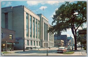 Canton Ohio 1950-60s Postcard Timken Vocational High School Cars