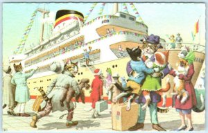 Mainzer CATS BOARDING A CRUISE SHIP  Anthropomorphic  Belgium  #4935 Postcard