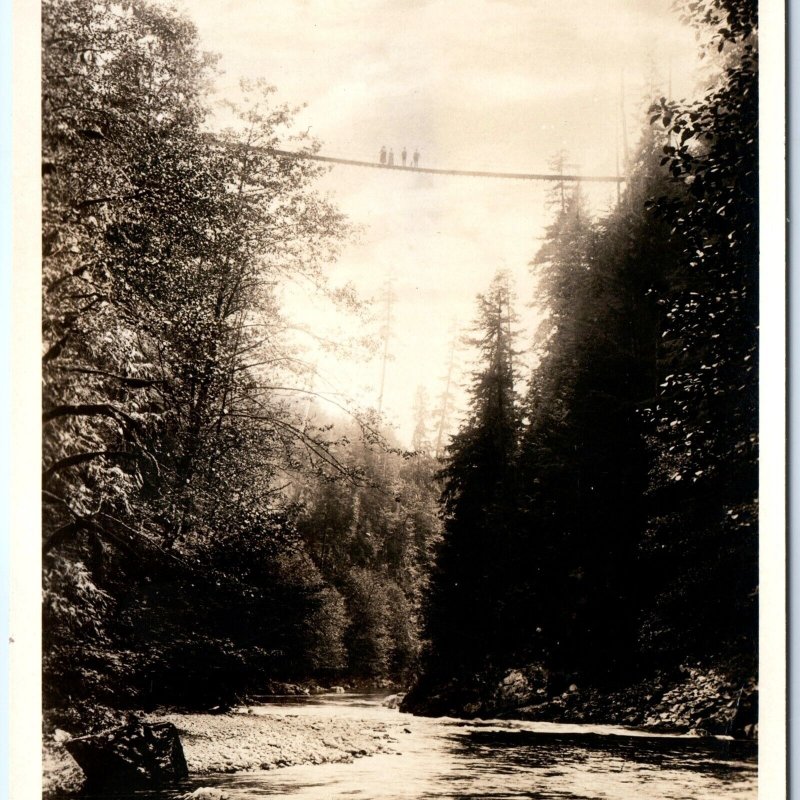 c1910s Vancouver, BC Capilano Canyon RPPC Suspension Bridge Photo Postcard A92