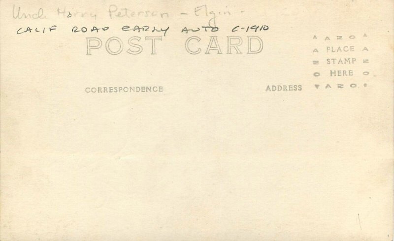 RPPC Postcard California Road Early auto C-1910