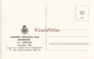 Postcard RPPC Koninklijke Hollandsche Lloyd MS Eemland