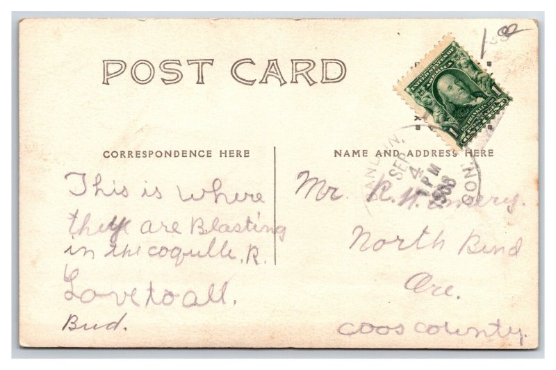 RPPC Explosion Blasting on Coquille River Oregon OR 1908 Postcard V7