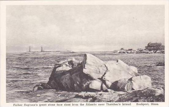 Massachusetts Rockport Father Neptune's Stone Face Albertype