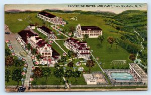 LOCH SHELDRAKE, NY New York ~ Roadside BROOKSIDE HOTEL & CAMP 1949 Postcard