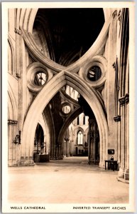 Wells Cathedral Inverted Transept Arches England Real Photo RPPC Postcard