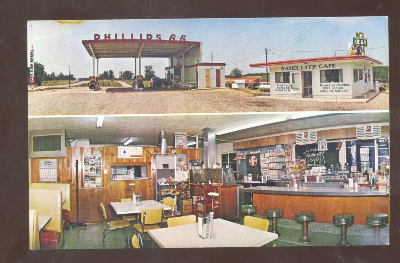 LEBANON MISSOURI SATELITE CAFÉ ROUTE 66 GAS STATION INTERIOR VINTAGE POSTCARD