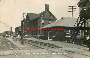 Depot, Iowa, Belle Plaine, RPPC, Chicago Northwestern Railroad Station, No 74