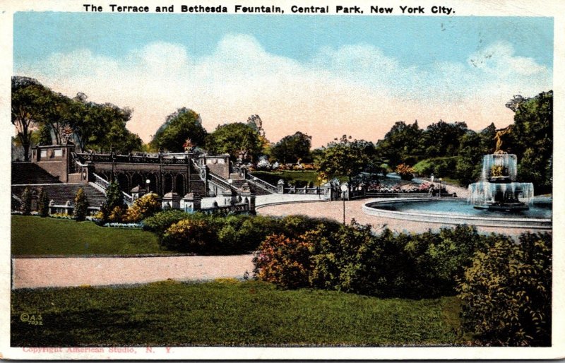 New York City Central Park The Terrace and Bethesda Fountain 1924