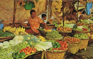 Bankok Boat Women Vendors Of Fruits In The Klong Thailand Postcard