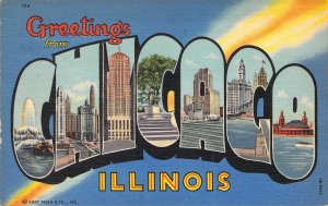 Linen Era,Large Letter, Chicago, IL, c.'42, Old Postcard