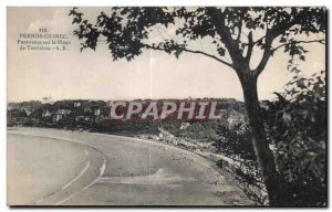 Old Postcard Perros Guirec Panorama on the Beach Trestraou