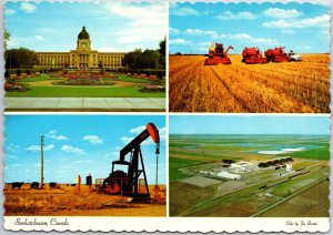 VINTAGE CONTINENTAL SIZED POSTCARD (4) MINI-SCENES OF SASKATCHEWAN CANADA 1970s