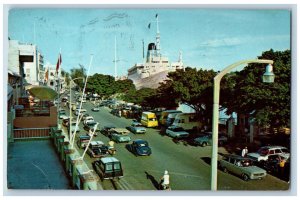 Bermuda Postcard Cruise Ship View Looking East on Front Street 1970 Vintage