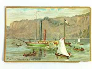 Vintage Postcard The First Trip of the Clermont Steamer Steamboat Tuck's