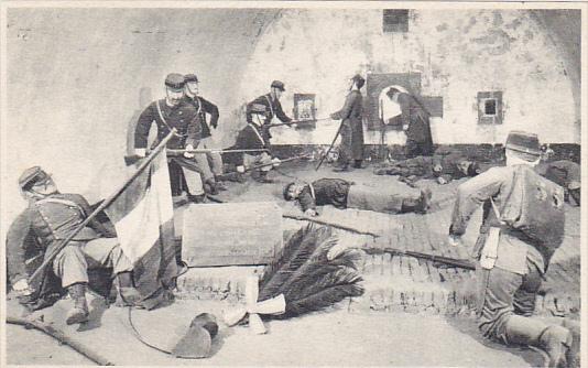 Belgium Dinant Citadelle Reconstitution du Combat Livre a la Citadelle 15 Aou...