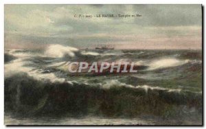 Old Postcard Le Havre Storm At Sea