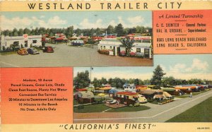 Linen Postcard Westland Trailer City Long Beach CA Trailer Park Multiview