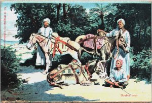 Egypt Donkey Boys Cairo Vintage Postcard C137