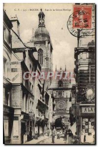 Postcard Old Street Rouen Grosse Horloge