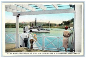 1925 Steamer Mt. Washington Entering The Weirs Lake Winnipesauke NH Postcard