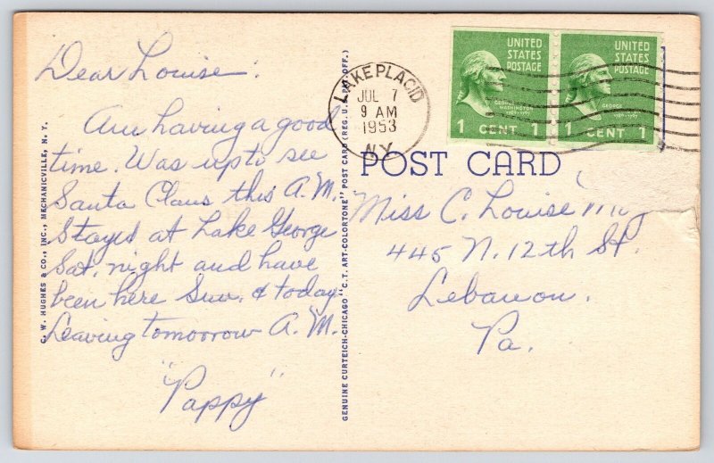 1953 Lake Placid Club Lake Placid New York Adirondack Mountain Posted Postcard