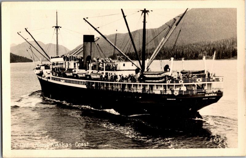 RPPC Fishing Ship Alaska, Fishing on Alaska's Coast Vintage Postcard P13