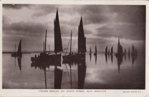 Fishing Boats Smacks Brighton Real Photo Old Postcard