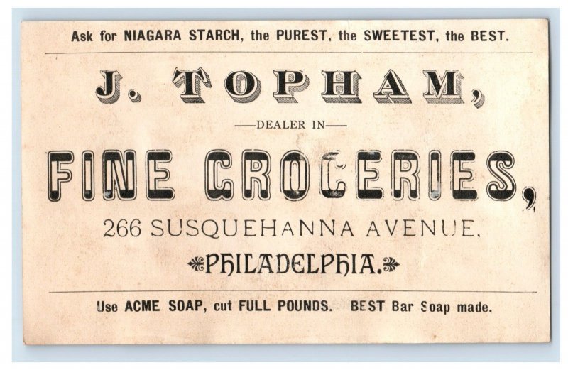 1880s Lautz Bros. Niagara Starch J. Topham Groceries Lovely Girl Holding Box P60 